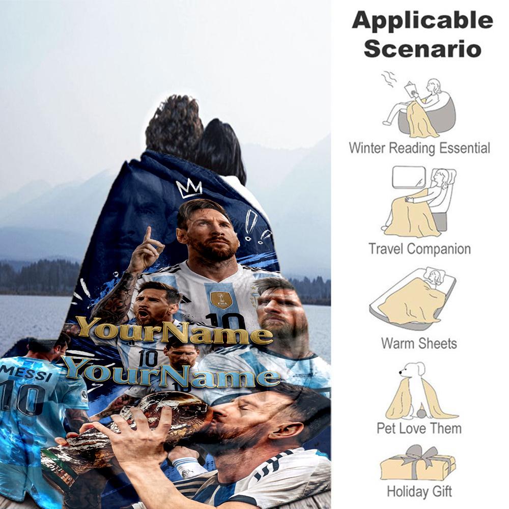 Messi 260 Customize Text Blanket Cozy Customizable Blanket Comfortable Suitable for Chair Bedding Office Picnics Four Seasons Universal