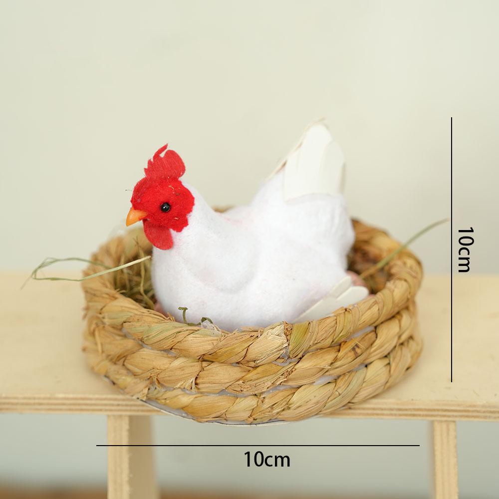 Porcelain Hen and Rooster Feather Ornament for Display and Photography Prop