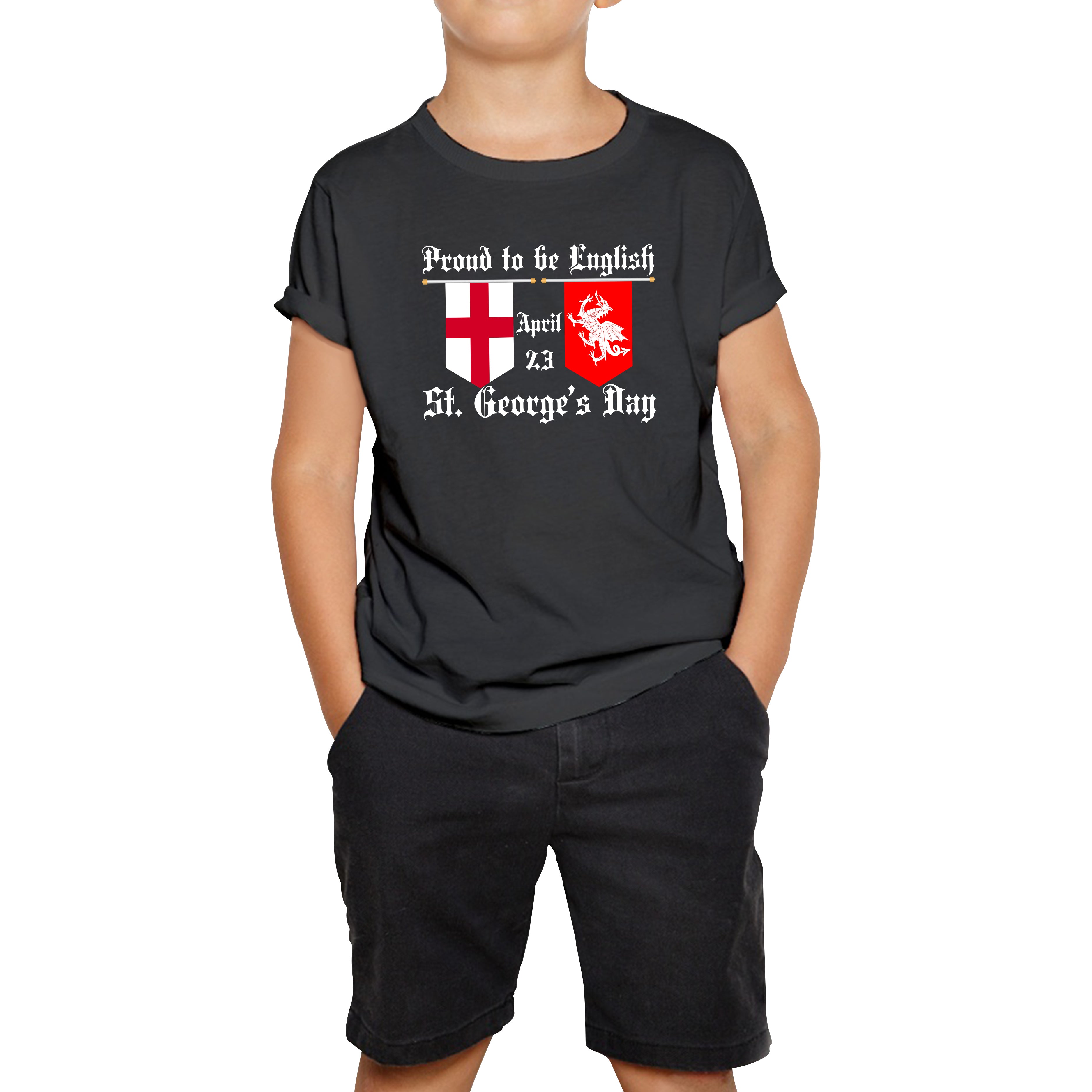 Proud To Be English St George s Day Flags Of Wales And England Welsh And English Relations St George Day Kids T Shirt 150