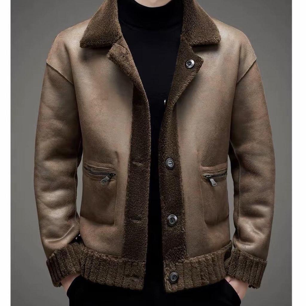 He & Pin Hui Men's Double-Sided Wool Jacket: Loose Fit, Lapel Design, Non-Pilling, Drop Shoulder, Versatile Winter Wear