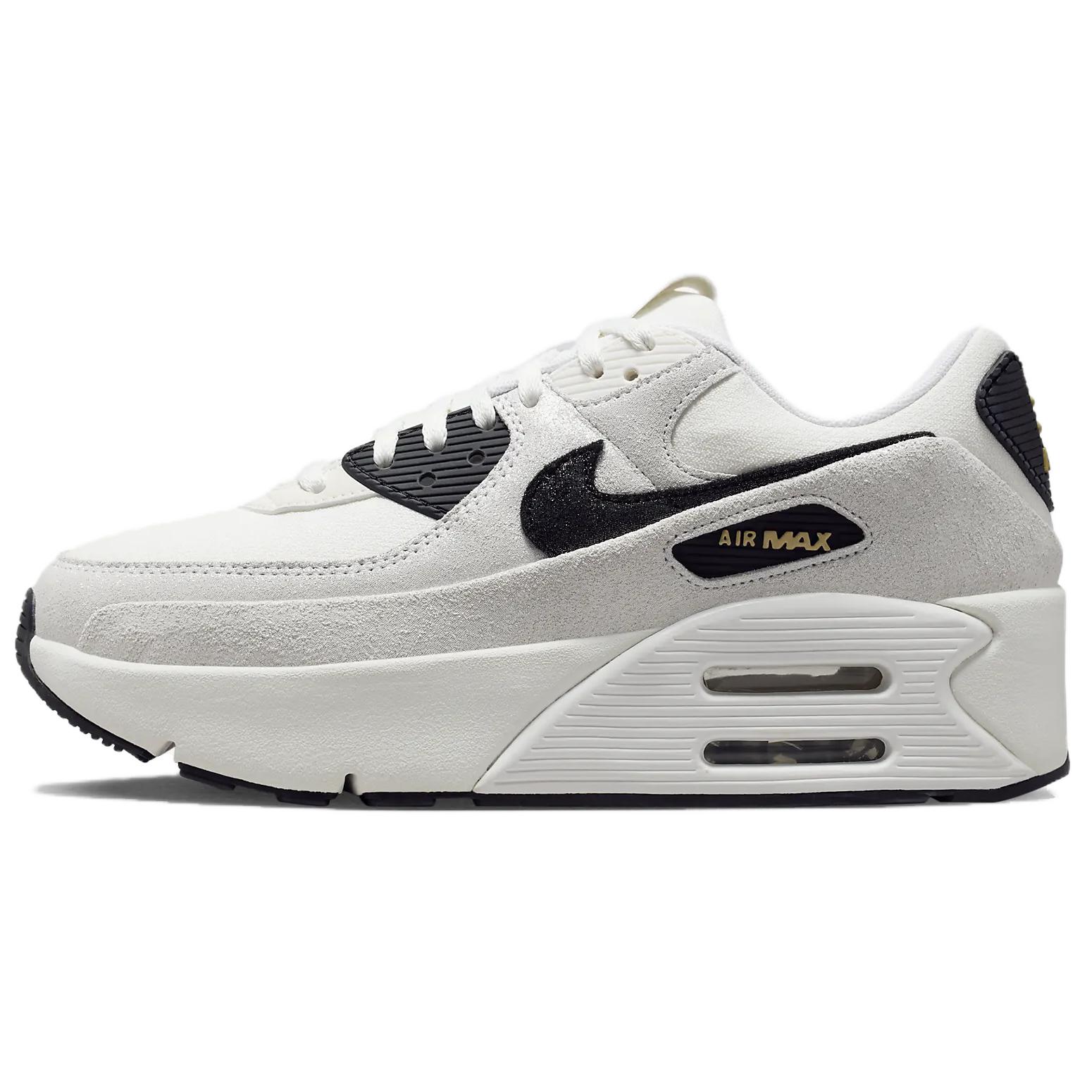 

Nike Air Max 90 LV8 White Metallic Gold Black Women s Sneakers Casual Shoes HQ3497-100 38.5