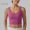 Yoga Vest Bra with Fixed Breast Pads Deep V Back Design Sport Vest Solid Color Shockproof Bra Top Running Fitness Camisole