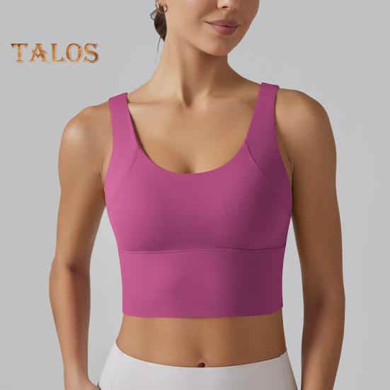 Yoga Vest Bra with Fixed Breast Pads Deep V Back Design Sport Vest Solid Color Shockproof Bra Top Running Fitness Camisole