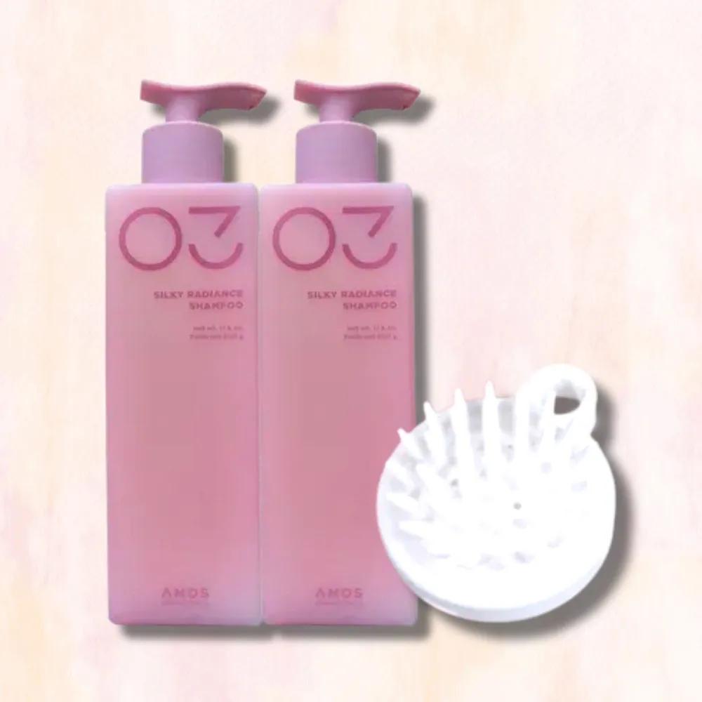 AMOS Silky Radiance Shampoo 500g x 2 + Shampoo Brush Cuticle Care