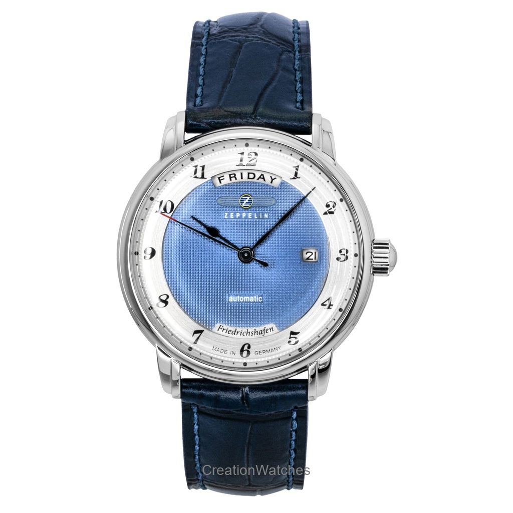 

Zeppelin Friedrichshafen Синий кожаный ремешок Синий циферблат Автоматический 85623 Мужские часы синий