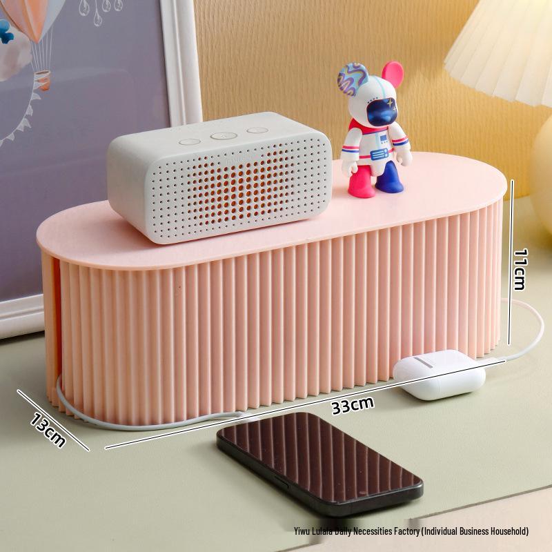 

Power Strip & Cable Storage Box: Desktop Organizer for Chargers and Cords