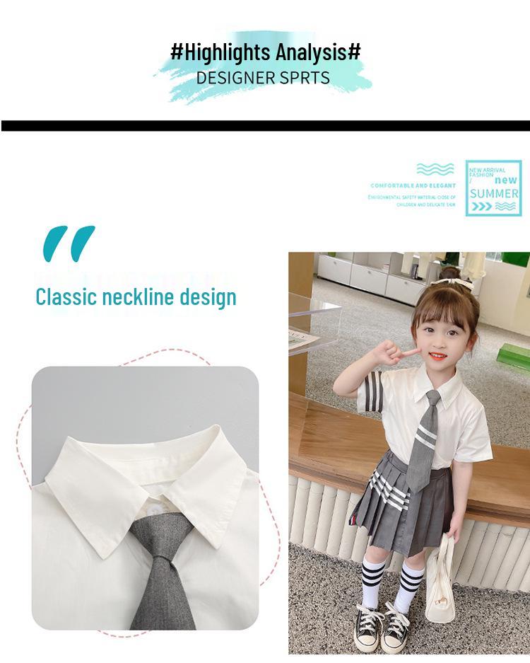 Set Fustă Uniformă JK Stil Academie de Vară - Cămașă Inspirată de Wang Xinling și Fustă Plisată pentru Băieți și Fete, Colecția 2025
