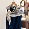 Women's Outer Decorative Shawl Scarf Fashion Versatile Plant Flower Flower Simulation Silk Square Scarf Silk Scarf