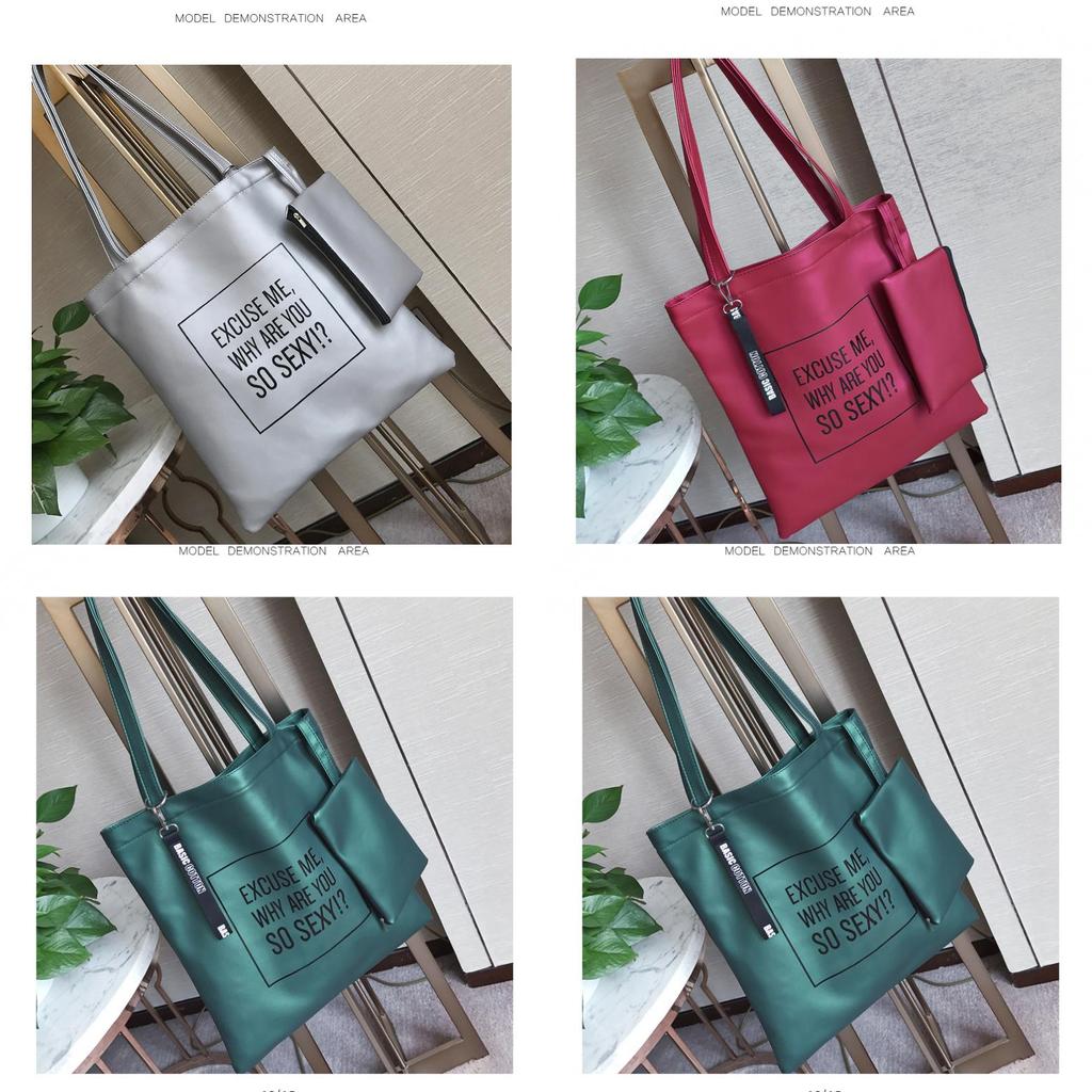 Large Pu Leather Fashion Shoulder Bag With Letter Design For Daily Commute