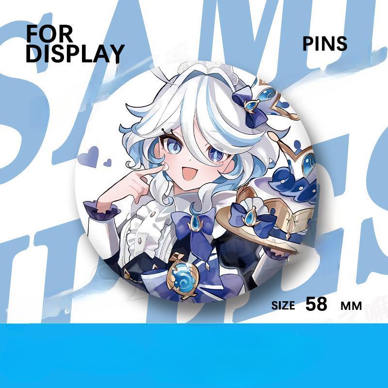 Genshin Impact Pin: Hydro Archon (Fukalos/Fuyina) Merchandise, 58mm Brooch Pendant Pin