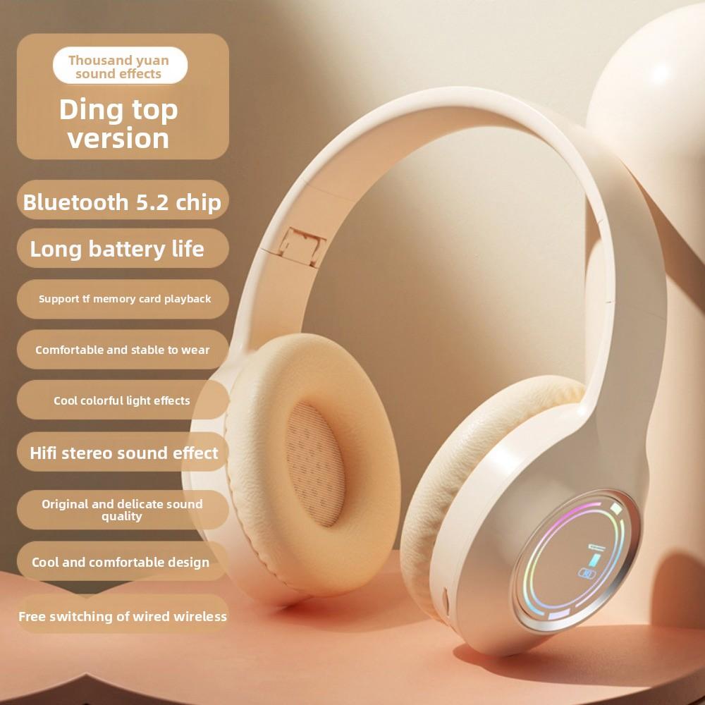 

M3 Все включено Наушники-накладки, не давящие на уши, Разноцветная подсветка, Поддержка вставки карты и кабельного подключения, Беспроводные Bluetooth-наушники