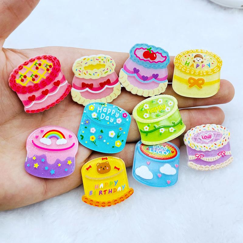 10 New Kawaii Cartoon Cake Series Acrylic Flat Diy Crafts Scrapbook Hair Bow Center Accessories Embellishment A89