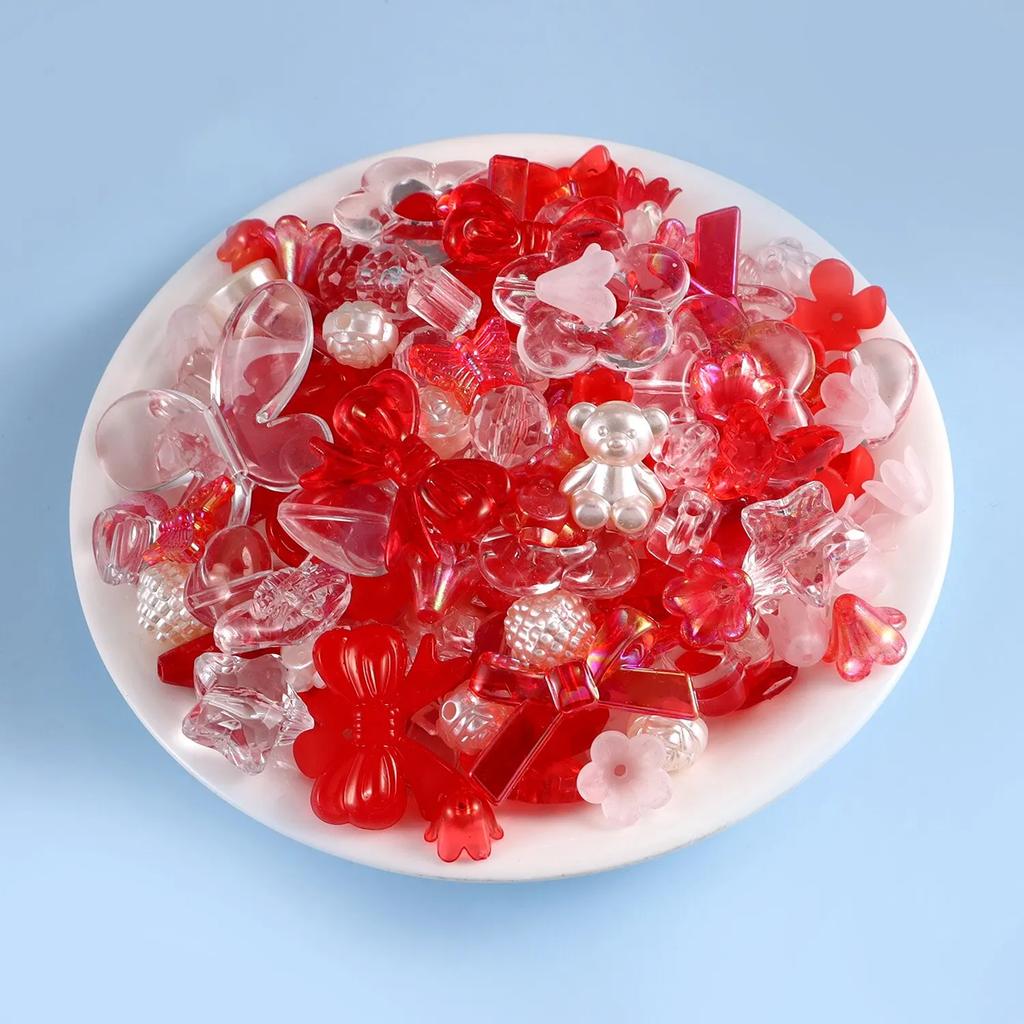 30g/bag Fun Mixing Style Candy Color Transparent Acrylic Beads DIY Handmade Pen Bracelet Jewelry Making Phone Chain Accessories