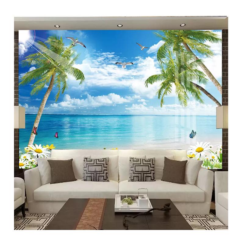 Photo Wallpaper 3D Seaside Landscape Nature Scenery Murals Living Room Restaurant Background Wall Coconut Beach Murals
