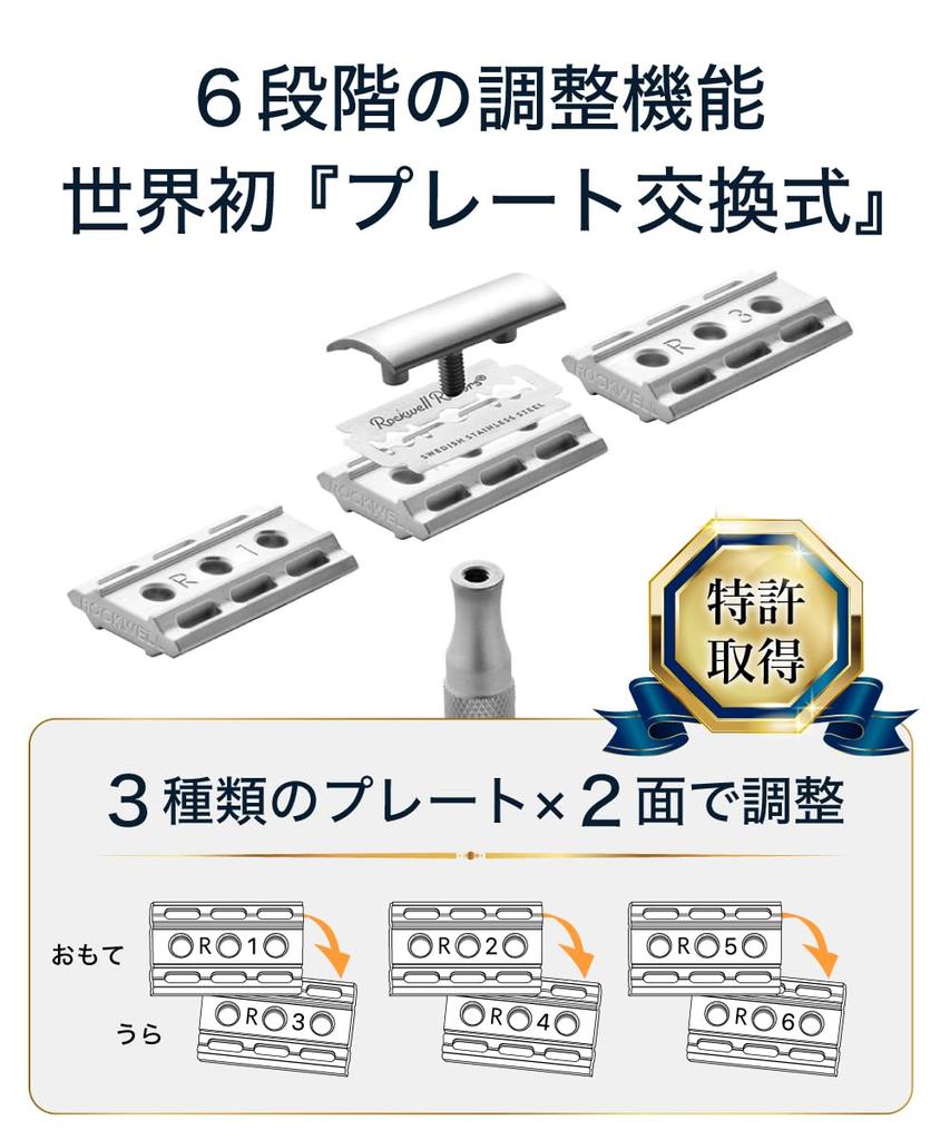 Rockwell Razors 6S in the Steel Adjustable Safety Shaver for Sensitive Includes 5 Replacement Blades [Made USA] All-Stainless Razor, 6-Speed