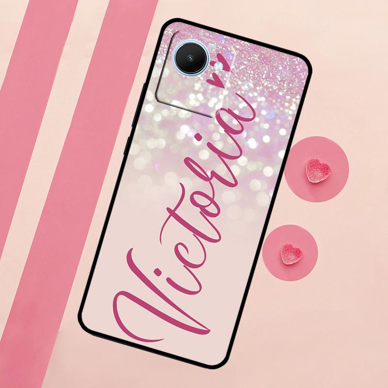 

Персонализированный розовый блестящий чехол с инициалами для Realme 11 Pro Plus 10 9 GT Neo 5 3 3T C11 C15 C25s C21Y C30 C31 C33 C35 C53 C55 Realme GT Neo 2T