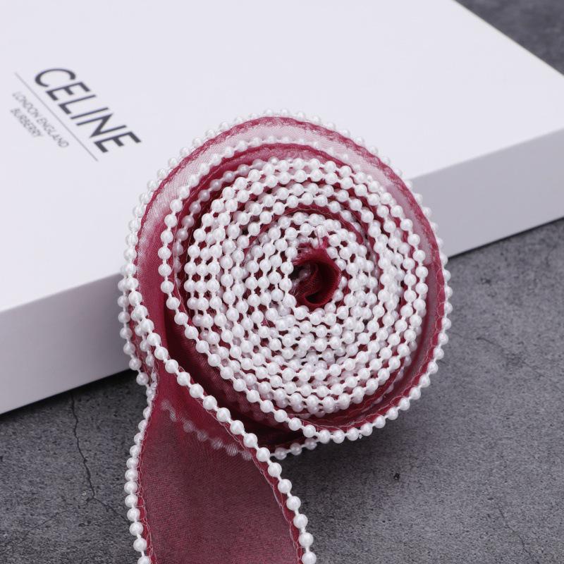 4cm Wide Pearl Fish Tail Yarn Ribbon for DIY Flower and Cake Box Decoration