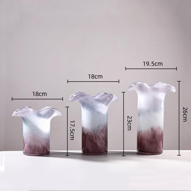 Purple Wavy Vase Wave Edge Color Gradient Flower Vase Flower Arrangement Accessories Hydroponics Terrarium Home Decoration