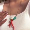 Imitation Coral Glass Fish Pendant Necklace Bohemian Style Fish Charm Necklace  Travel Gift