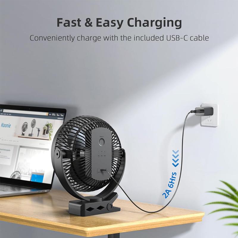 OPOLAR Wiederaufladbarer 8-Zoll-Klipfächer Starker Leiser Wind Mini-USB-Lüfter Stabile Klemme für Kinderwagen Camping Zuhause Outdoor 10.000mAh