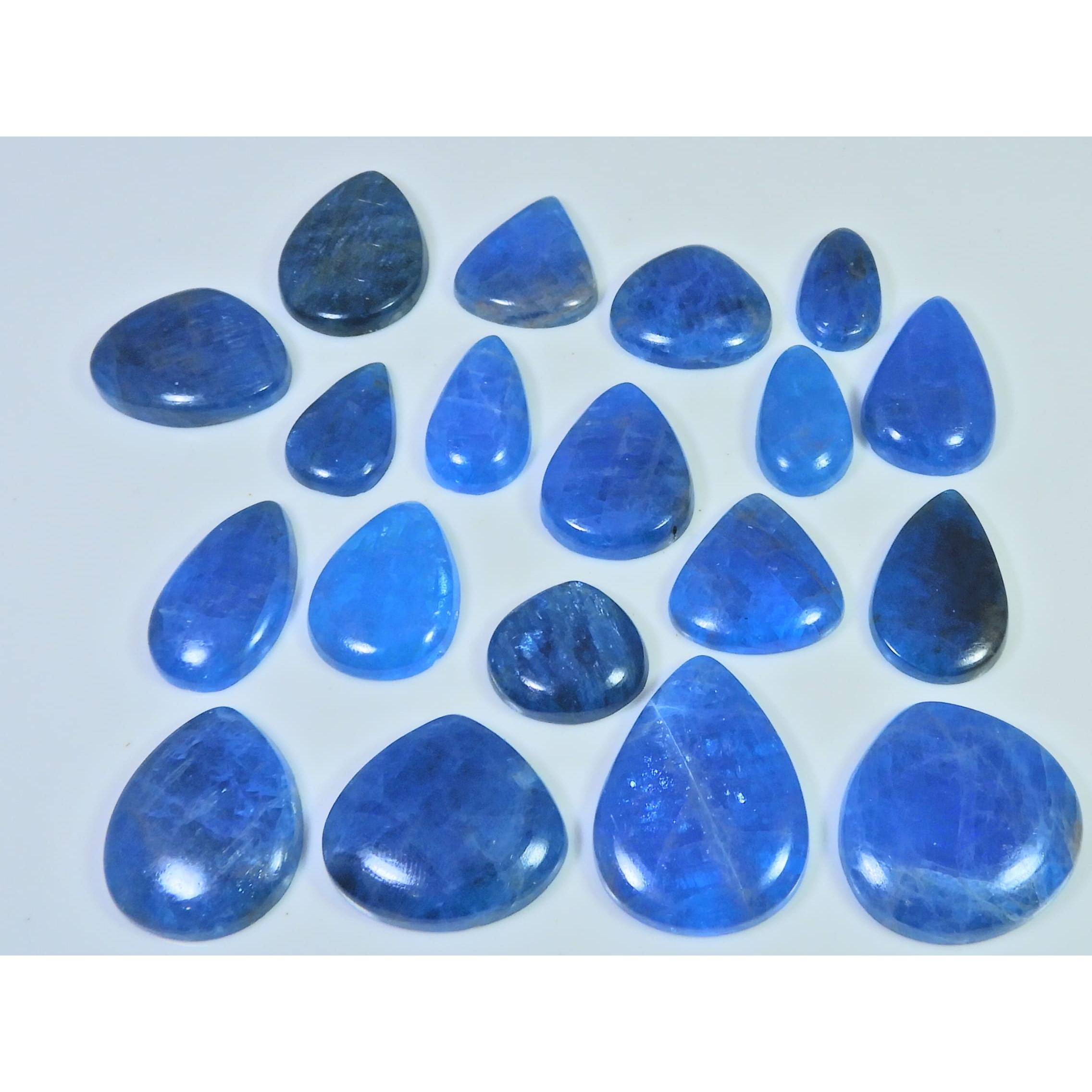 19Pcs Natural Blue Apatite Pear Shape Cabochon Loose Gemstone 328Cts. Lot C-2420