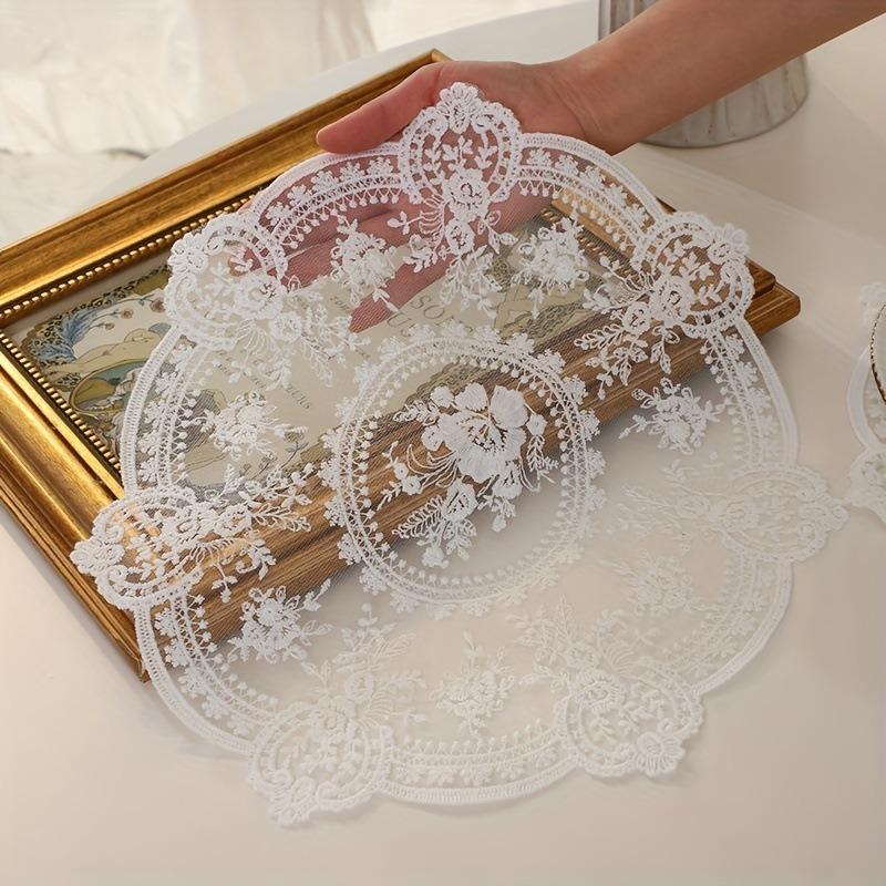 33/40/60cm Europe Retro Style Table Mat Beautiful Pattern Romantic Exquisite Embroidery Lace Coffee Cups Mat Vase Table Lamp Pad