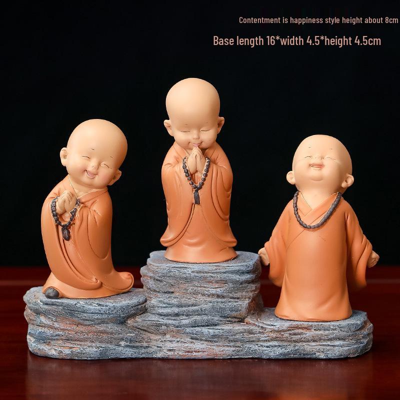 Handmade Cute Little Monk Resin Ornaments for Desktop Decoration