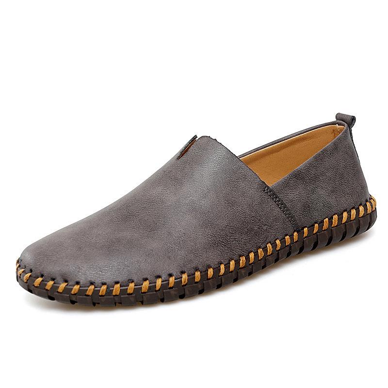 Men's Cross-Border Slip-On Driving Loafers: Casual Leather Sock Shoes for Spring/Summer - Handmade, Large Size Available