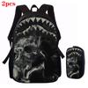 1/2/3/4/5PCS Trendy Shark Graphic Backpack Set | Perfect for School & Daily Adventures
