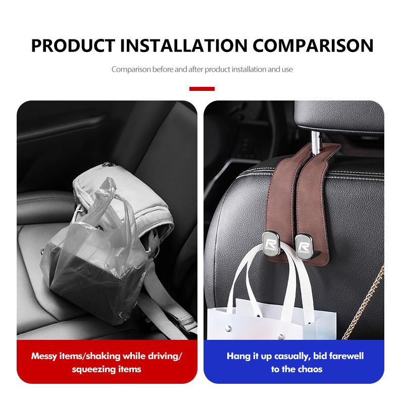 For Volvo 2 in 1 Car Headrest Hook Suede Rear Seat Hanging Dual Hook XC60 XC90 S60 S80 V60 C70 S40 C30 V90 V60 C40 XC40 V70