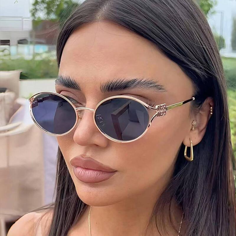 Luxury Metal Brand Sunglasses For Men And Women Unisex Designer Fashion Sun Glasses Unisex Stylish Shades Uv400 Oval Eyewear