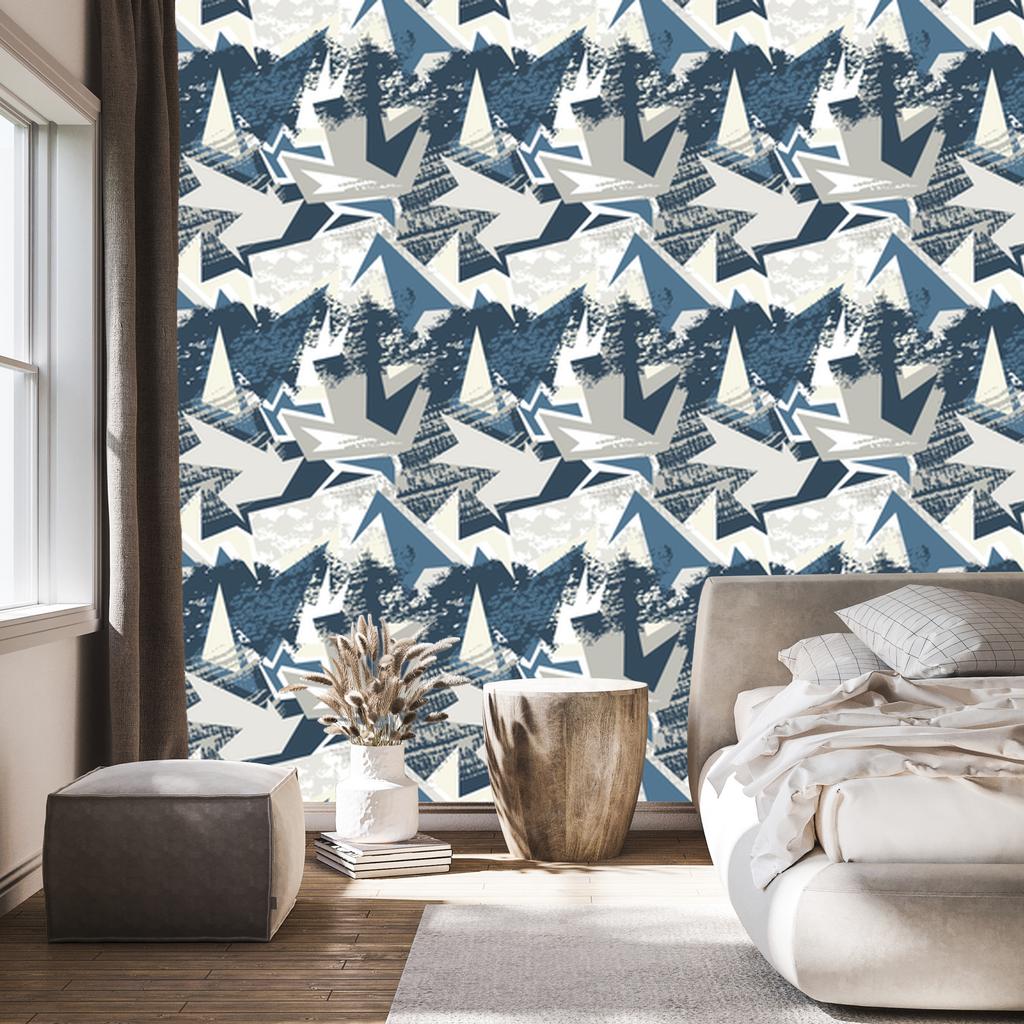 Graffiti wallpaper in muted colors for living room and bedroom 50x1000