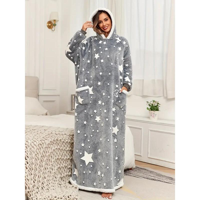 Extra Long Oversized Hooded Fleece Blanket