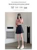 Women's Black High-Waist Pleated Skirt: Summer 2025 Collection, Slimming Academy Style with Pocket Design, Half-Length Short Skirt.