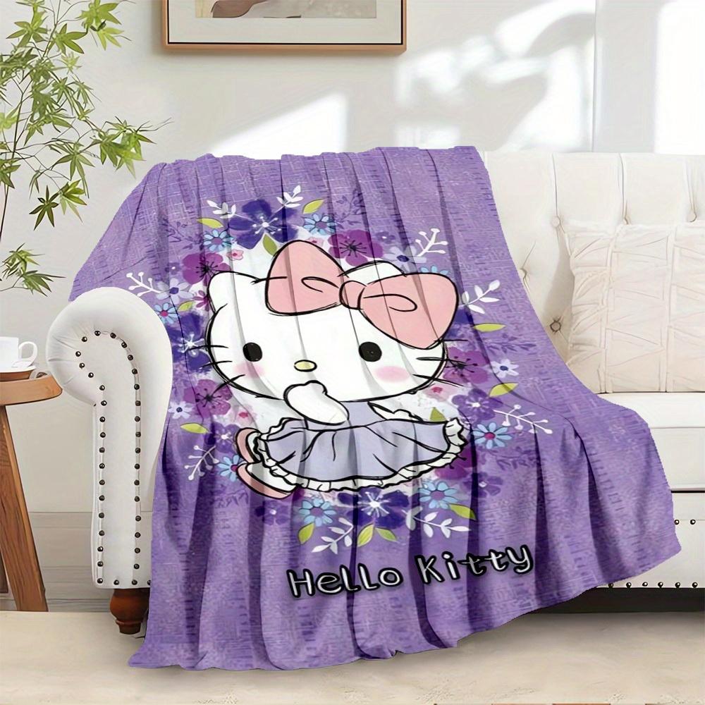 

1pc Hello Kitty Floral Blanket - Seasonal Home Decor, Soft and Comfortable, Machine Washable, Suitable for All Ages, Perfect Gift for Any Fa 130x150cm