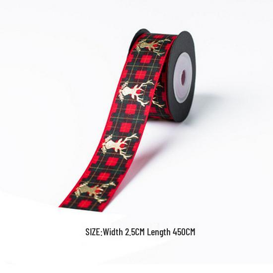 Festive Ribbon: Christmas Gift, New Year, Birthday - Red & Green Plaid with Hot Stamping for Gift Boxes & Bows