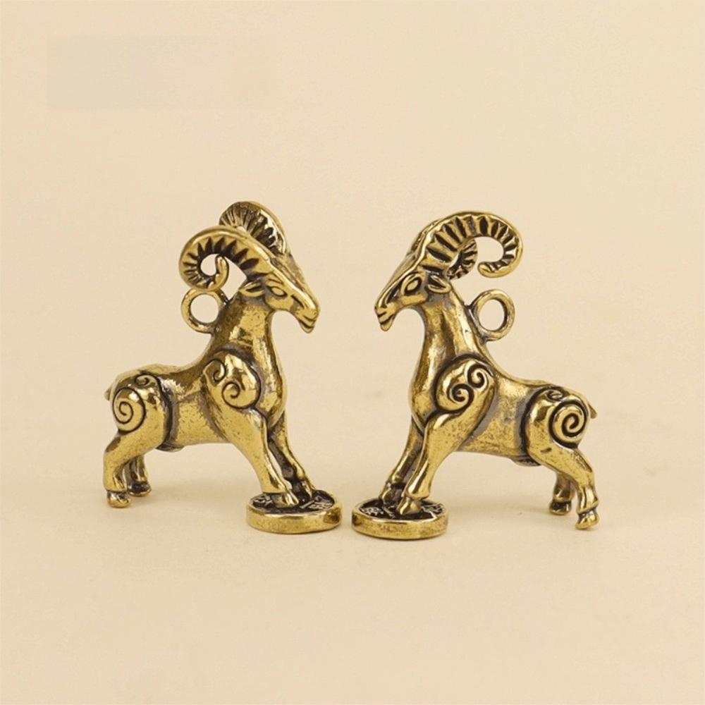 1PC Solid Brass Body Zodiac Sheep Statue Sheep Animal Theme Fine Carve Detail Brass Animal Craft Auspicious Implication