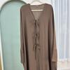 Ramadan Saudi Arabia Black Muslim Modest Cardigan for Women Open Abaya Dress