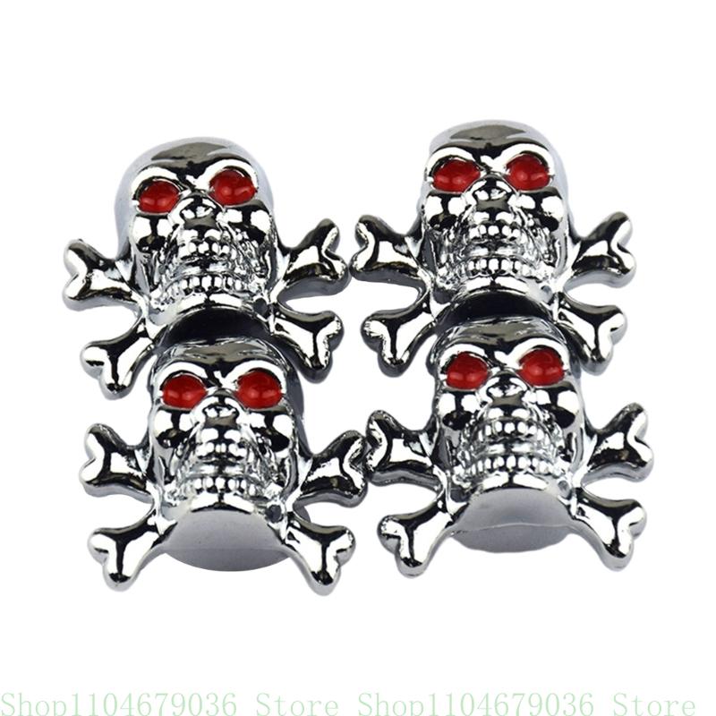 4Pcs Skull Airtight Seal Stem Cover Caps Car Wheel Tire Valves Stem Caps Tire Accessory Tyre Air Pressure Caps C