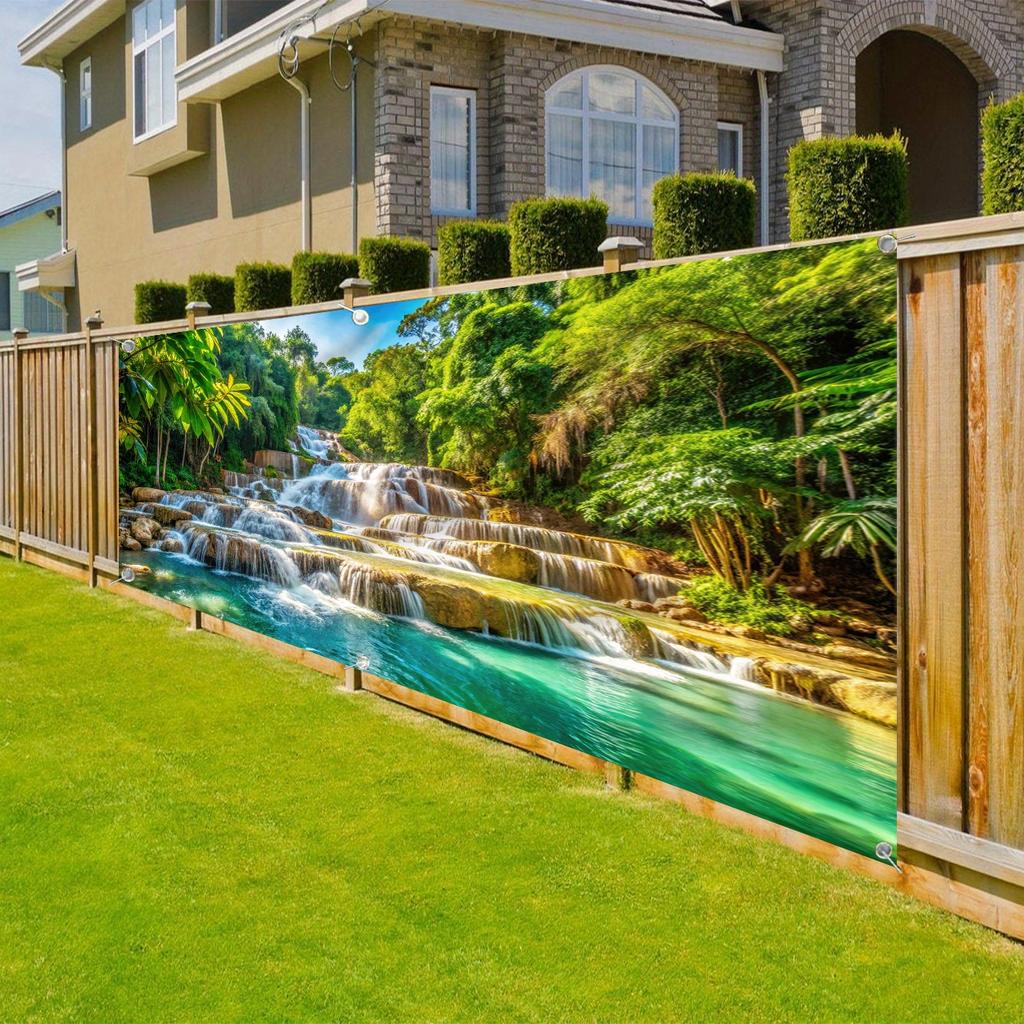 A large jungle-style landscape waterfall for spring and summer small river garage door