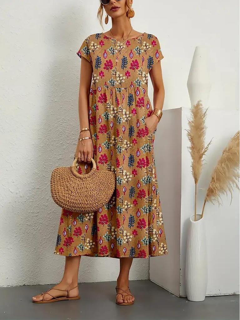 2023 Dámské evropské a americké letní šaty bez rukávů volného střihu s kulatým výstřihem a potiskem