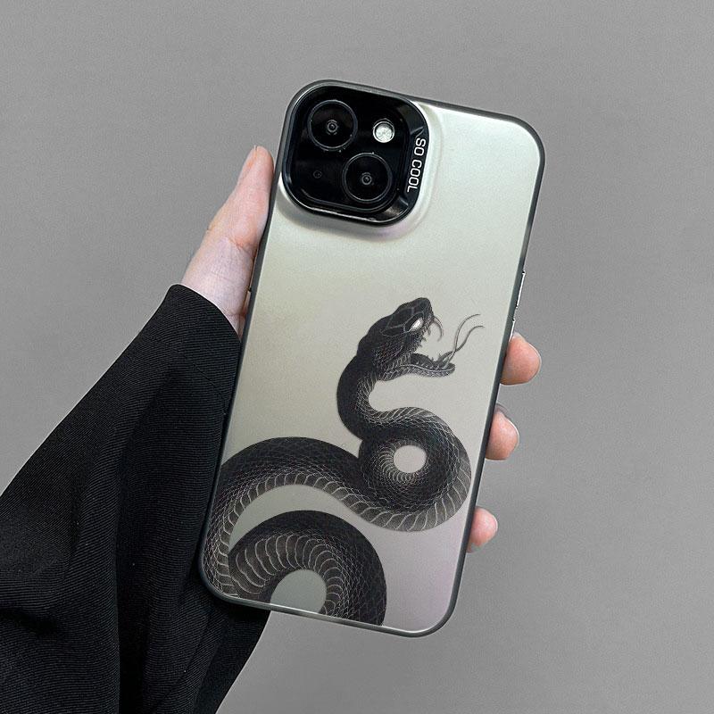 Cool Black Pythons Phone Case for iPhone 15 16 Pro Max 15 16 Plus 11 12 13 Mini 14 Pro Max Snake Colorful Silver Laser Back Case
