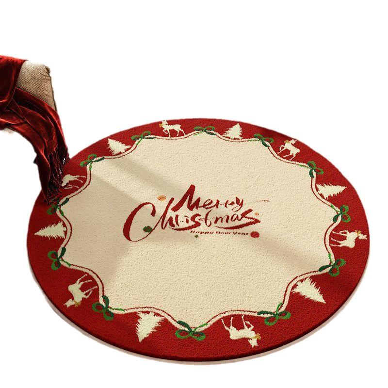 Round Cartoon Cashmere Carpet - Non-Slip, Dirt-Resistant, Easy-Care, Absorbent Blanket for Living Room, Study, or Bedroom.