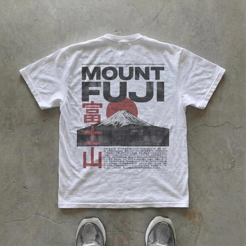 

Fuji Mountain Tshirt Japanese Pattern Tshirt Y2K Retro Fashion Tshirt Summer New Y2K Cotton Casual Unisex Tshirt S