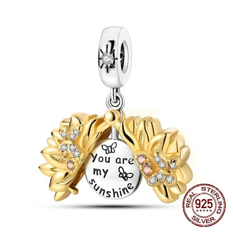 Copper Bee Jar Bee Beads Yellow Daisy Flower Pandent Charm Fit 4Mm Hole Diameter Bracelet Diy Bead Ms Jewelry Gift