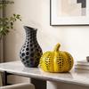 Polka Dot Art Pumpkin Sculpture Yellow Pumpkin Handicraft Desk Decoration Resin Artwork Ornaments Modern Home Decor Accessories