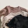 Unisex Kids Korean Style Solid Long Sleeve Cotton Casual T Shirt Top