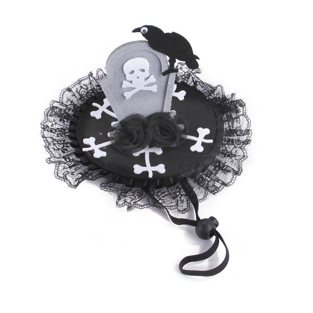 

Creative pet funny headgear dog cat Halloween hat, skull cross headgear funny supplies as shown