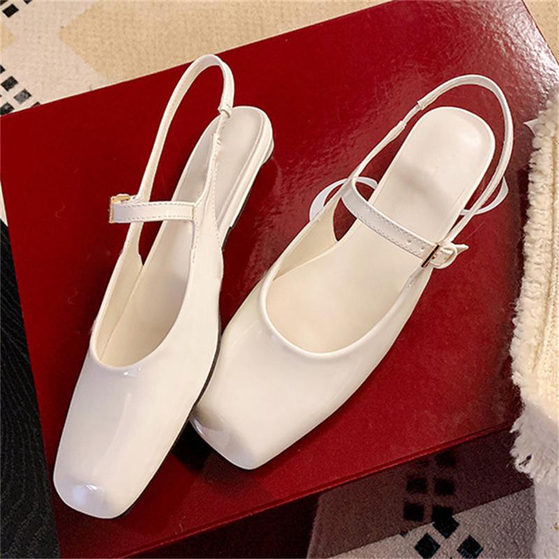 Fashion Eilyken High Quality Patent Leather Square Toe Women Pumps Sandals Fashion Buckle Strap Casual Party Low Heels Female Shoes
