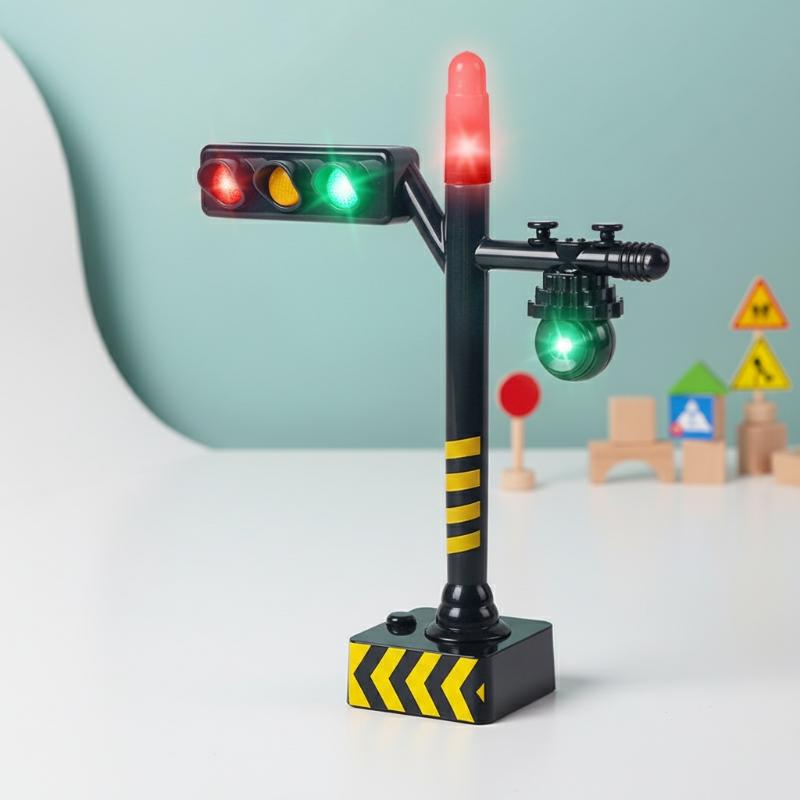 צעצוע רמזור מיני עם סימולציית LED לילדים, סימני דרך חינוכיים, בניית סצנת שולחן עבודה